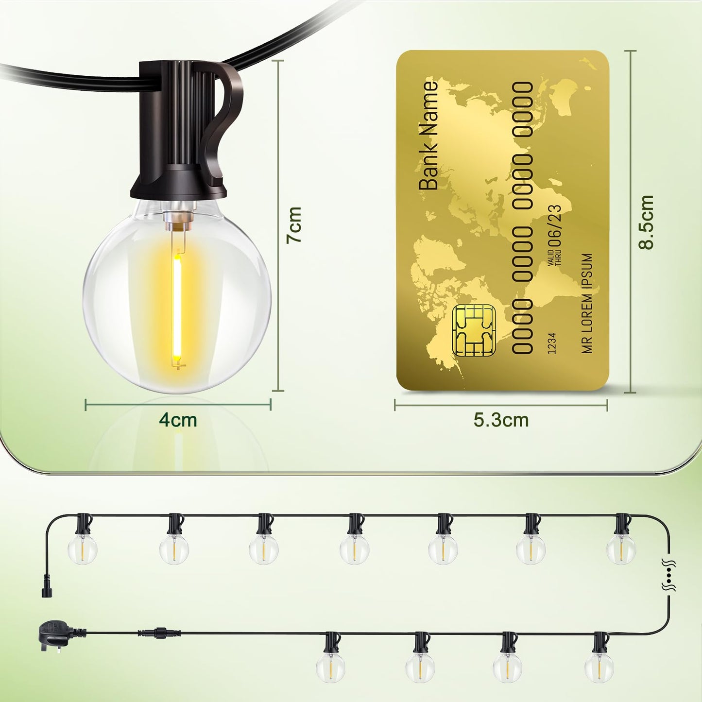 Outdoor-Lights-Garden-Mains-Powered-String-Festoon-Light LED Outside Lighting Waterproof Plug Bulb 10M Patio Gazebo Party Pergola Festival Indoor Backyard Terrace Porch Yard Wedding Connectable G40