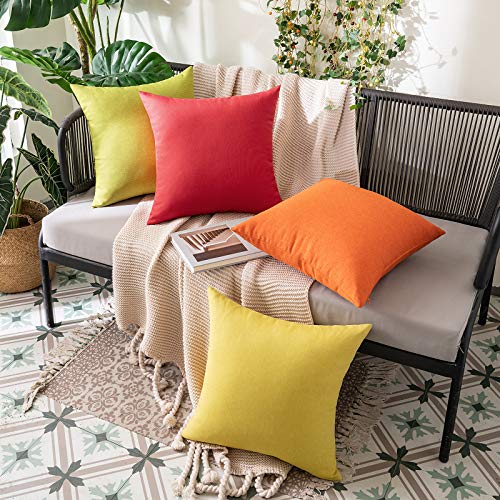 MIULEE Waterproof Outdoor Cushion Covers 16x16 Inches Set of 2 Water Resistant Decorative Throw Pillow Covers Outside for Garden Furniture Patio Couch Sofa Bed Linen Balcony, 40x40cm Orange