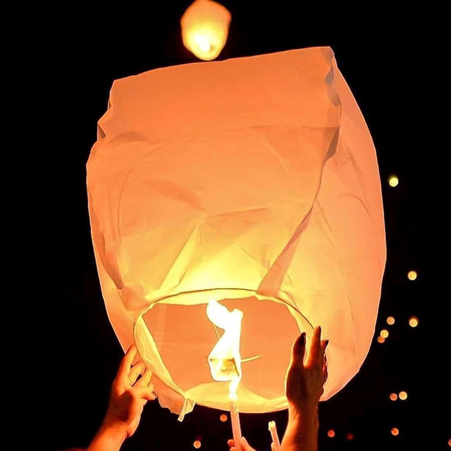Sky Chinese Lanterns 10Pack Sky to Release in Memory Love Color Large Memorial Paper Lanterns Birthday Wedding Funeral Christmas to Make Wishes (White)