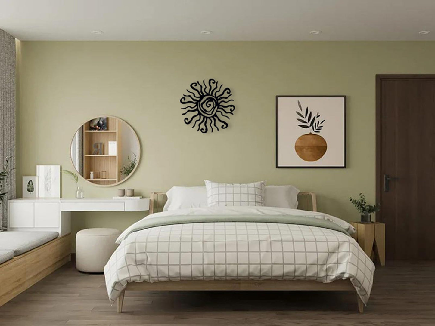 Huspox 40cm Wacky Sun Metal Wall Art Indoor Outdoor Decor - Black Rust Proof Wall Sculpture - Hanging Wall Art Ideal for Bedroom Garden Home Patio and Farmhouse