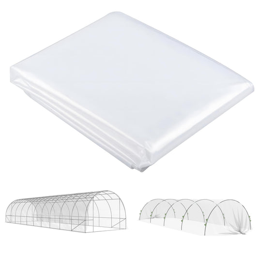 Outsunny 6 X 10m Heavy Duty (150um/6mil) Polypropylene Greenhouse Cover Replacement, UV Resistant Waterproof Plastic Polytunnel Cover, Clear