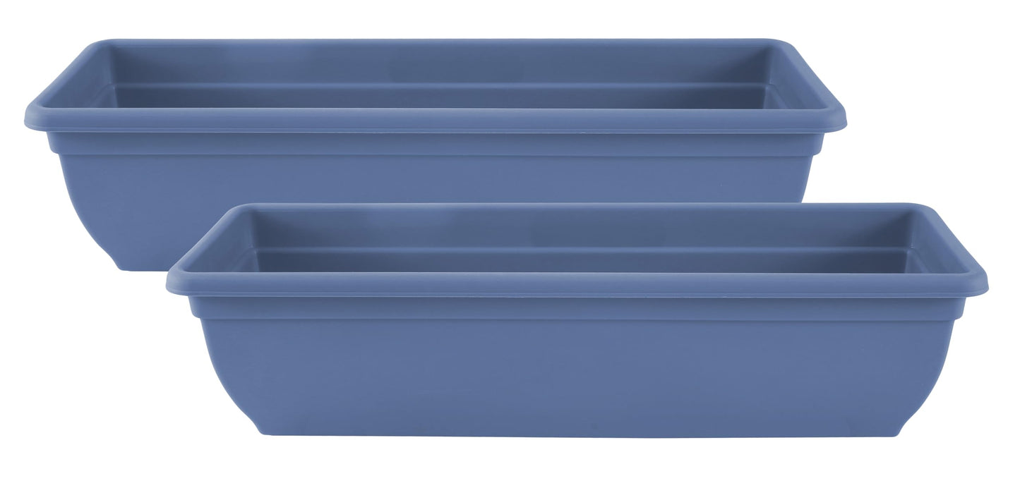 Muddy Hands Pack of 2-60cm Long Navy Blue Trough Plant Pot Plastic Planter Outdoor Garden Window Herb Flower Box