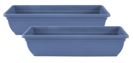 Muddy Hands Pack of 2-60cm Long Navy Blue Trough Plant Pot Plastic Planter Outdoor Garden Window Herb Flower Box