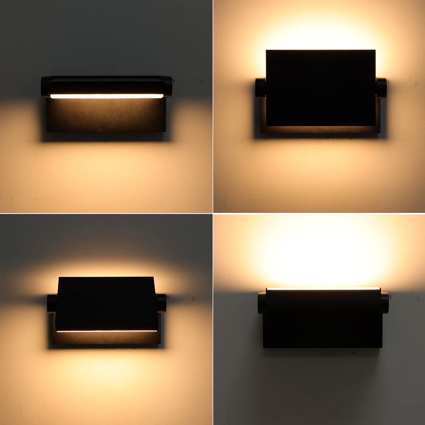 Klighten 24W LED Wall Light Outdoor Indoor Waterproof IP65 Adjustable Lamp Modern Outdoor Light Aluminum Wall Lighting for Entrance Stairs Garden Hallway, Black, Warm White 2700K-3000K