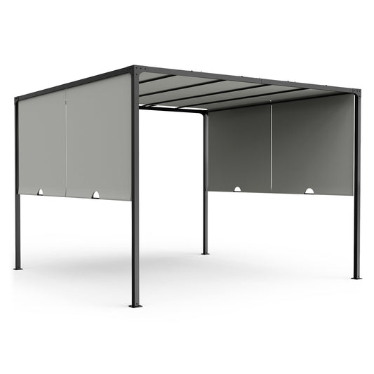 VonHaus Pergola with Sliding Roof 3x3m – Metal Pergola with Sliding Double Roof For Garden, Outdoor, Patio – Weatherproof, Removable Polyester Canopy, Powder Coated Steel Frame