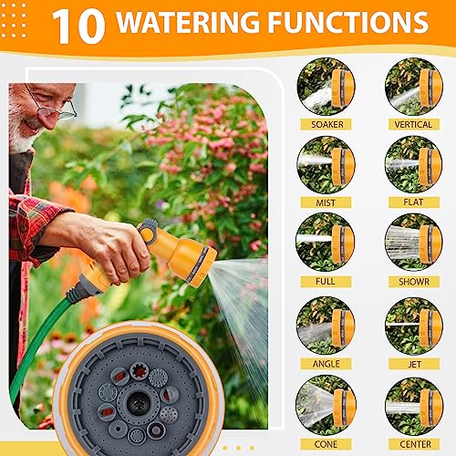 Garden Hose Spray Gun, Hose Pipe Spray Gun with 10 Adjustable Patterns, Hose Spray Gun with Thumb Control, Anti-Slip Water Gun for Gardening, Pets Bathing & Cleaning