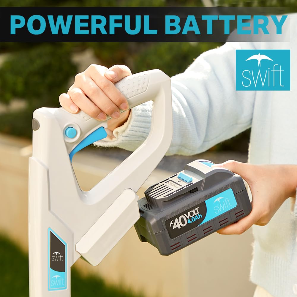 swift 40V 22cm Cordless Brushless Small Lawnmower, Lightweight and Compact, with Super-Mulching blade (Battery & Fast Charger Included)