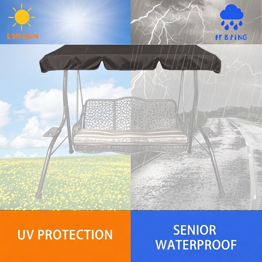 Garden Canopy Swing Seat Chair,for Patio Poolside Porch,with Adjustable Canopy Removable Cushion, Outdoor Swinging Chair Bench (Blackone, 142x120x18cm)