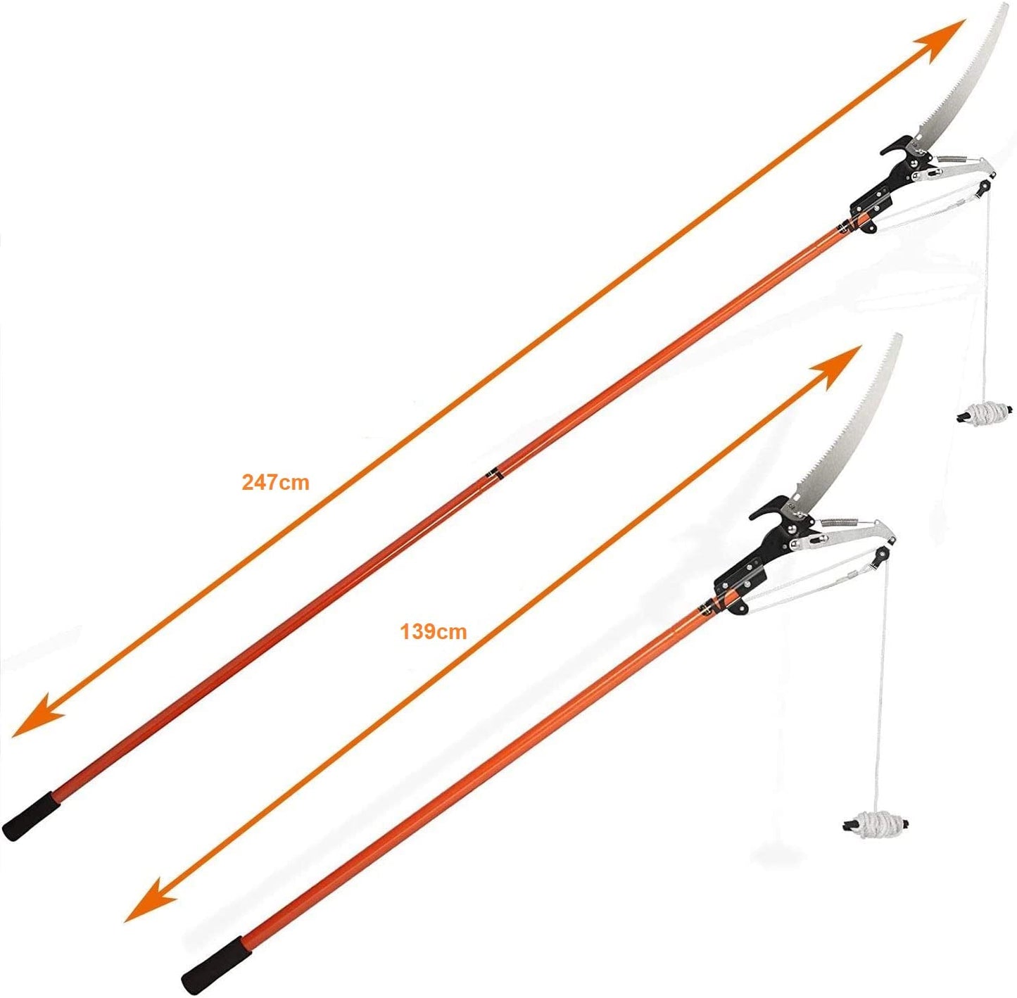 Telescopic Tree Pruner Razorsharp Extendable Ratchet Pulley Pole Pruner Hand Lopper Shears Long Reach Tall Tree Pruning Trimmer Extending Branch Cutter Tool