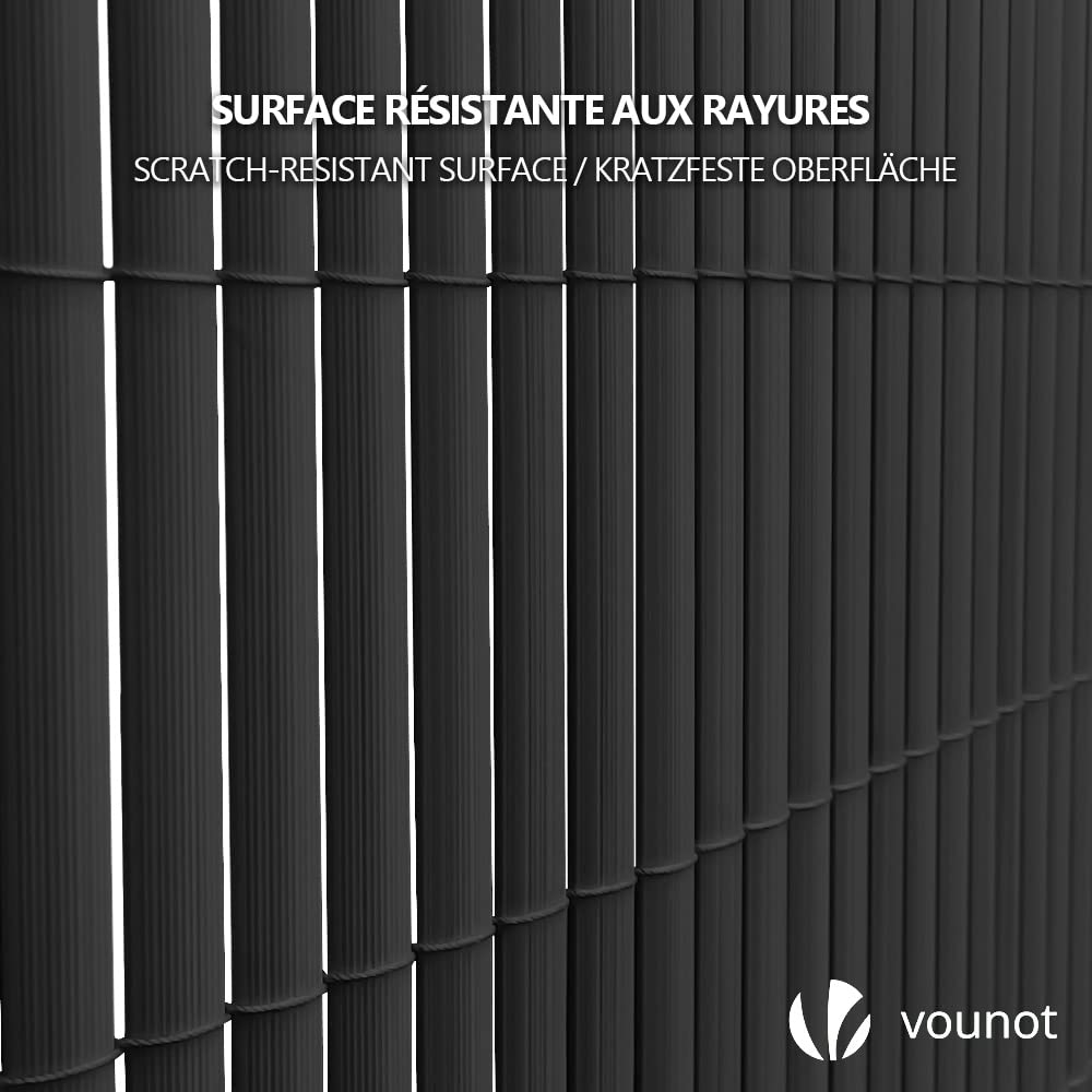 VOUNOT® PVC Privacy Screening Fence 100 x 500 cm, Reinforced Struts Privacy Protection for Garden, Balcony and Terrace, Wind and Sun Protection Outdoor, Grey