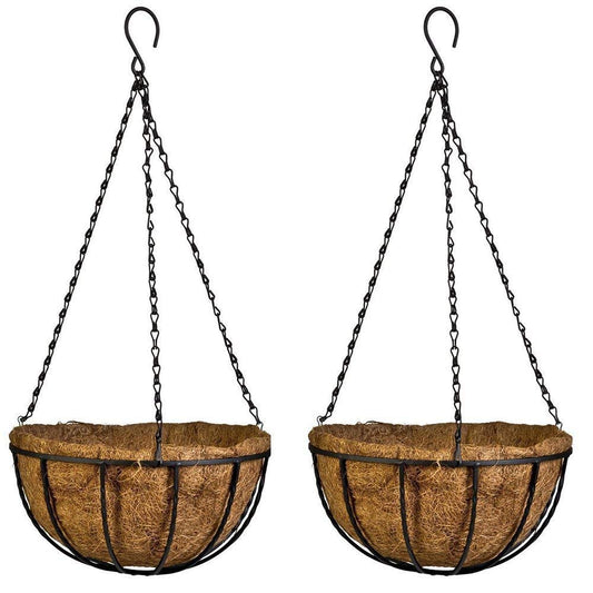 IHONYI Hanging Basket Coconut Palm Flower Basket Moss Hanging Basket Round Plant Holder Porch Decor Hanging Flower Pots Home Garden Decoration Watering Hanging Baskets (2pcs, 12inch/30cm)