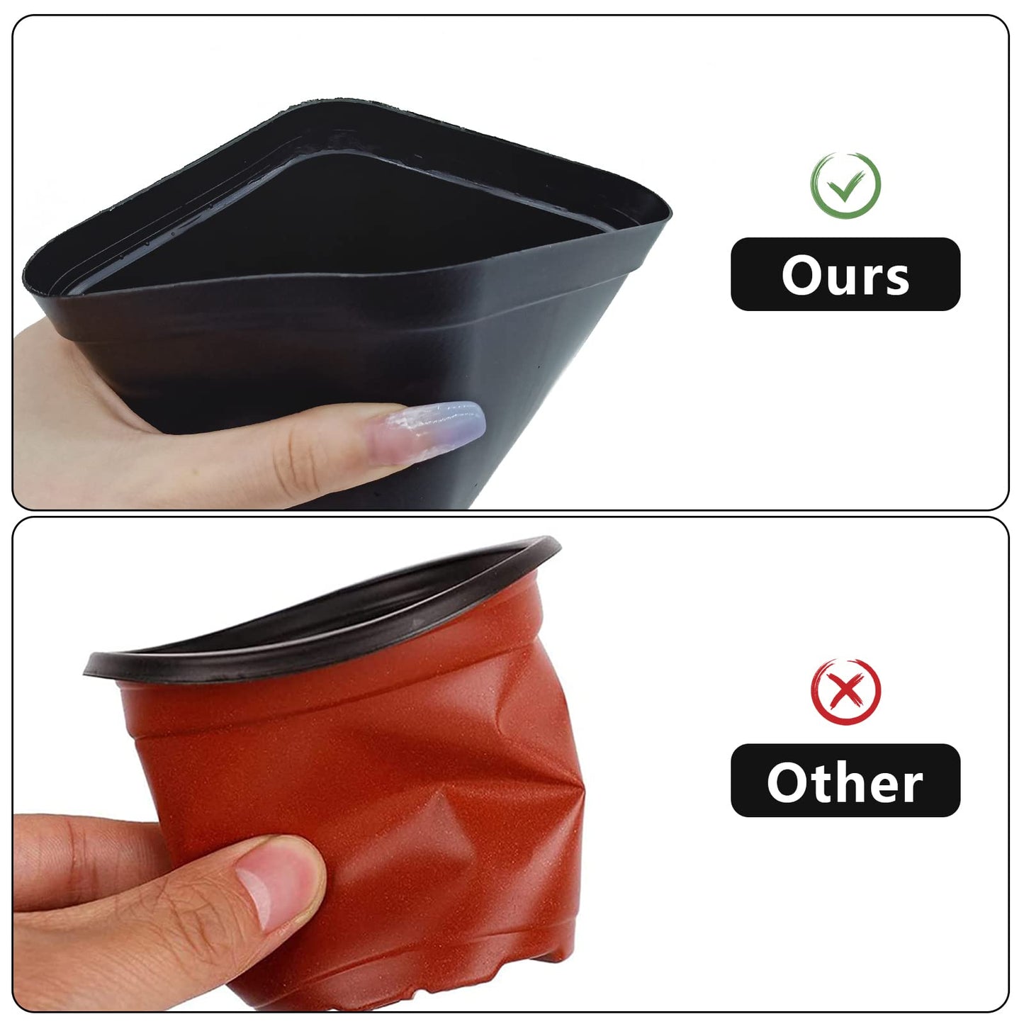 WAIZHIUA 50Pcs Plant Flower Pots 10cm Plastic Square Plant Nursery Pots Small Flower Plant Container for Succulent Fruit Vegetable Seedlings Transplanting