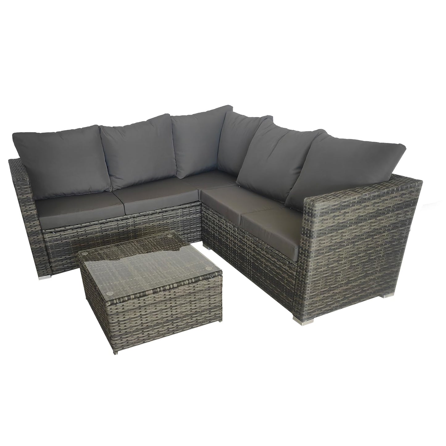 COZYBRITE Garden Corner Sofa Rattan Furniture Set 5 Seater Patio Outdoor Lounge Settee with Coffee Table Cover All-weather SFS099-3