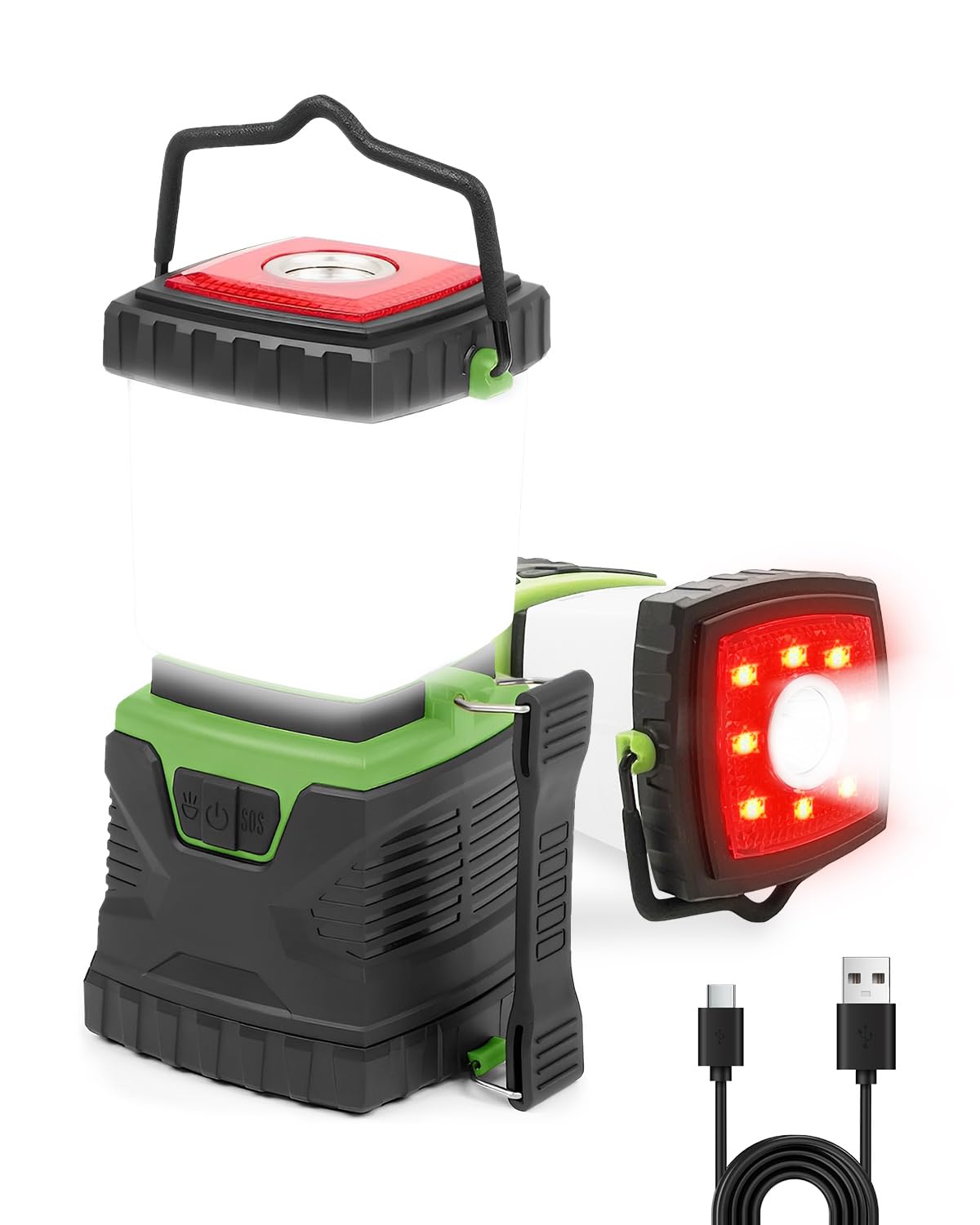 Maxesla 4 in 1 Rechargeable Camping Lantern with Hand Belt, 1600 Lumen LED Camping Lights, 15-20 Hours Long Battery Life, 8 Modes Dimmable Waterproof Tent Light for Camping, Emergency, Hiking, Fishing