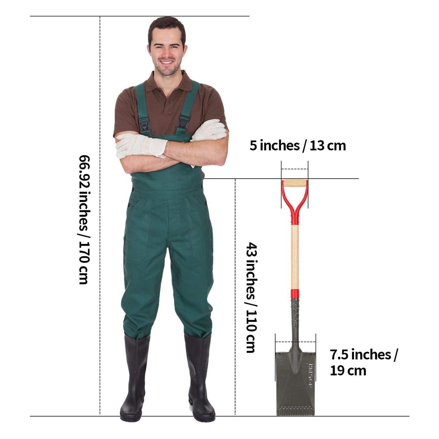 HANTOP Flat Shovel Garden Spade Shovel Trenching Shovel Square Point Shovel for Digging Gardening Planting Edging, 43 inches