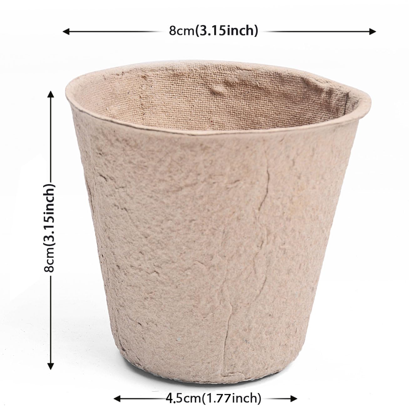 Cymax 100 Pack 8cm Round Fibre Biodegradable Pot Seed Seedling Pot with 100pcs Plastic Plant Lables, Biodegradable Herb Plant,Flower,Seed Starter Pots Kits, Garden Biodegradable Nursery Pot