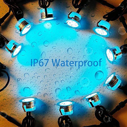 GEYUEYA Home LED Decking Lights RGB Ø45MM 12V 0.5W WiFi LED Decking Patio Lighting for Terrace Kitchen Outdoor Indoor Lamps with Remote Control - 6 Packs