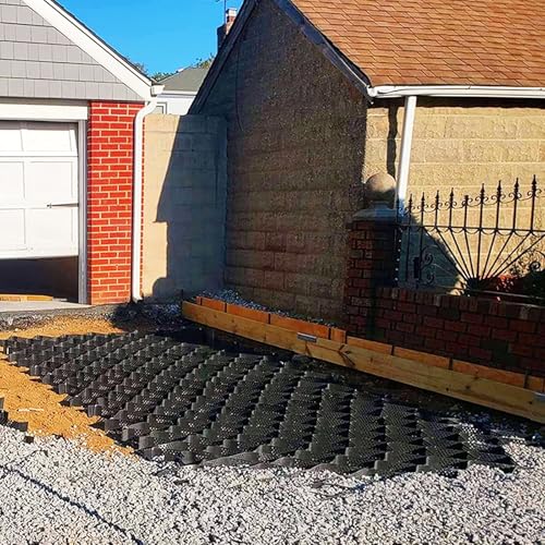 Black Polyethylene Geogrid for Gravel Driveway 2 Inch Patio Paver Base Geo Grids for DIY Garden Playgrounds Park Permeable Paving Stabilizer 19.6ftx19.6ft