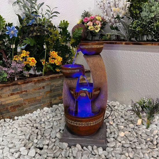 Tranquility Kanthoros Mains Powered Water Feature With Cover,Waterfall, Water Fountain, Garden Decoration, Garden Feature