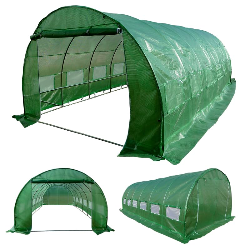 POLYTUNNEL 6M X 3M 6 SECTION GREENHOUSE FULLY GALVANISED STEEL FRAME POLY TUNNEL