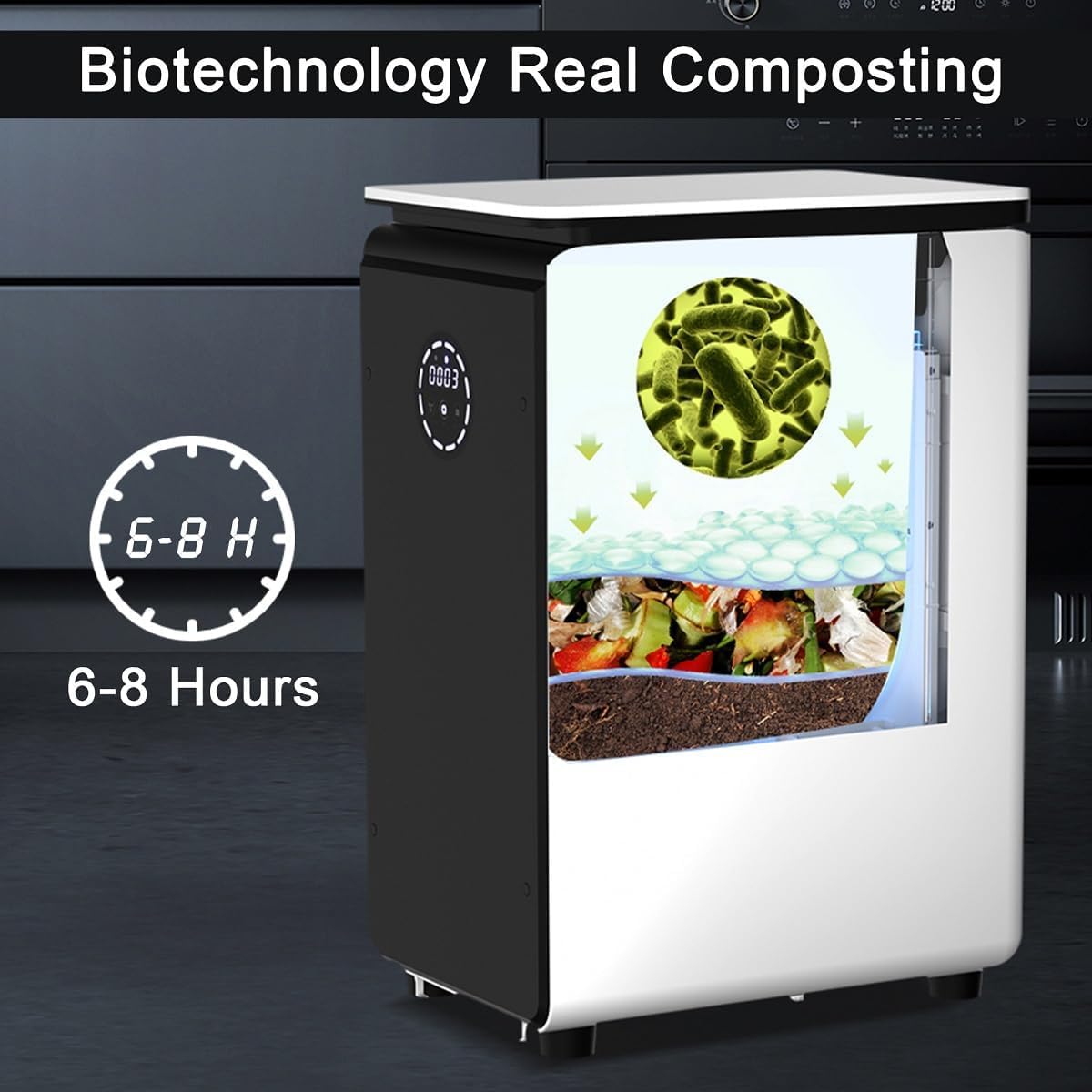 GEME World First Compost Bio Smart 19L Electric Composter for Kitchen, No Need to Change Filter, Not Dehydration Tec, Add Waste Anytime, Electric Compost Bin Kitchen, Food Cycler Real Compost