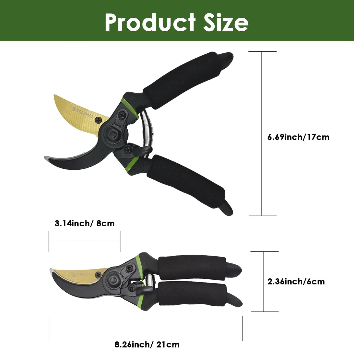 SYEONKOS Secateurs, with Spare Blade&Spring, Premium Titanium Garden Pruning Secateurs Soft Handle Gardening Scissors, Professional Hand Pruners