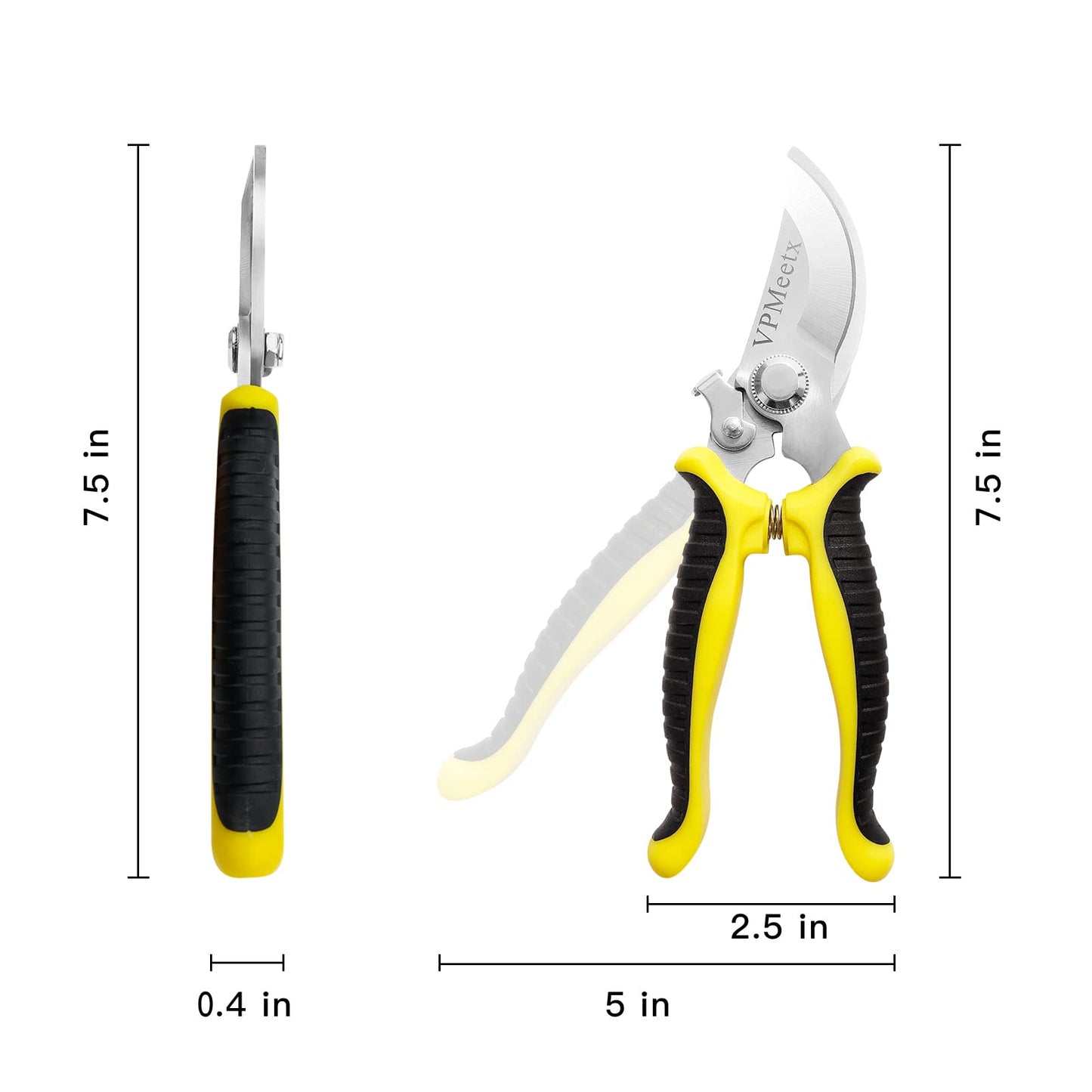 VPMeetx Secateurs Pruning Scissors - Professional High Carbon Alloy Steel Garden Shears Bypass Pruning Shears Lightweight Hand Pruner with Locking Mechanism (Yellow Secateurs)