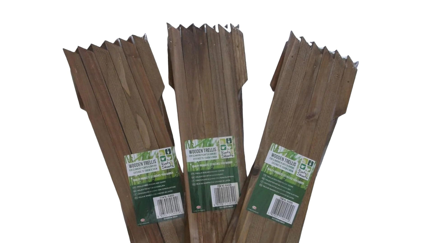 3 X Garden Gardeners Dark Brown Coloured Wooden Expanding Expandable Wooden Garden Trellis Each Piece Expands to 150 x 60 cm New