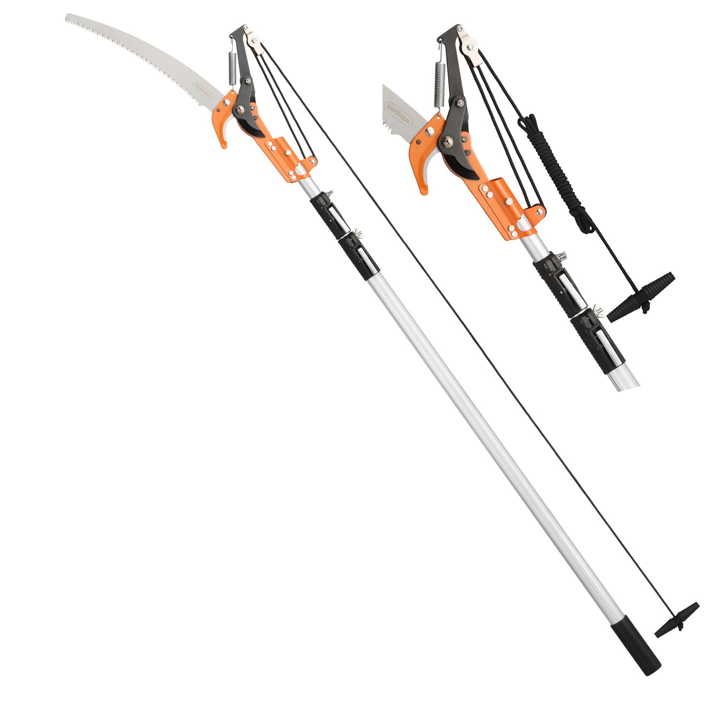 VonHaus Telescopic Tree Pruner & Lopper 2 in 1 – Long Reach 3.3m Cutter, Retractable & Extendable Pole Saw for Branches – Lightweight Aluminium Pole, Steel Blade