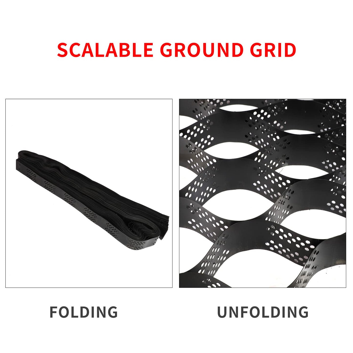 Baoz 4 Inch Thick Geo Grid Ground Grid 10X16.5 FT HDPE Honeycomb Geocell Permeable Paving Gravel fix Grid 1885 LBS per sq ft Strength for Slope Driveways, Parking Lots, Landscaping, Garden