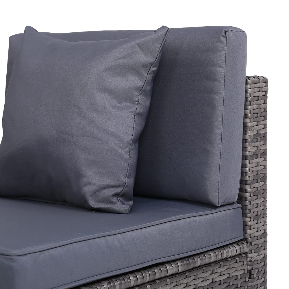 Panana Rattan Garden Furniture Set 4 Seater Wicker Patio Lounge Sofas Chairs Coffee Table Cushions Sectional Modular Combination for Outdoor Backyard Poolside (Mixed Grey Wicker with Grey Cushions)
