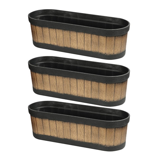 Easylife Oval Barrel Planters (Set of 3). Trough Planters (H16.5 x W46 x D14cm). Weather-Resistant Wooden Barrel Planters for Outdoors. Durable Half Barrel Planters for Outdoors - Fully Guaranteed