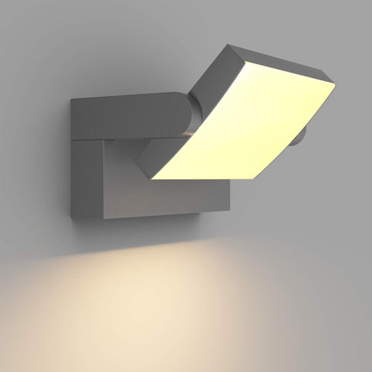 Klighten 24W LED Wall Light Outdoor Indoor Waterproof IP65 Adjustable Lamp Modern Outside Light Aluminum Wall Lighting for Entrance Garden Balcony, Dark Gray, Warm White 2700K-3000K