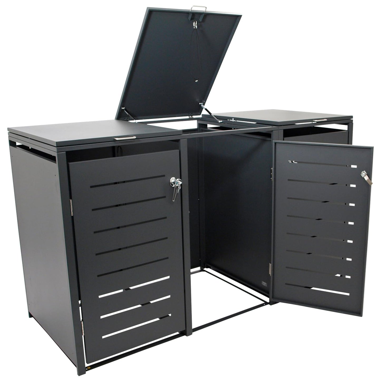 DEGAMO Cologne Wheelie Bin Box for 3 x Bins 120 and 240 Litres Galvanised Steel Anthracite