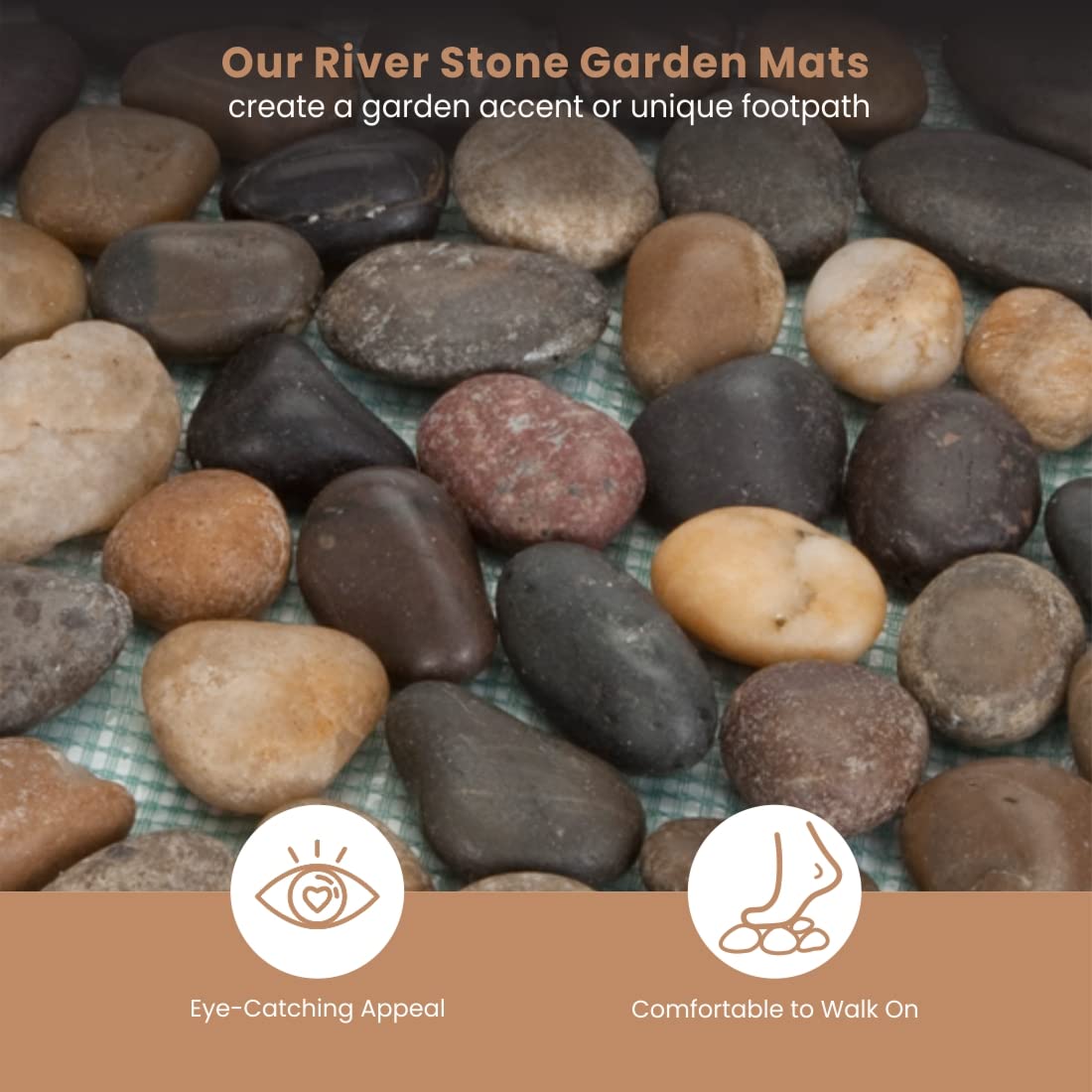 Bits and Pieces - 12” Riverstone Round Stepping Stones - Set of Three (3) - Yard Decorations - Decorative Garden Stones