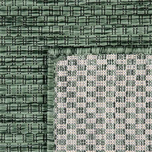 Paco Home Outdoor Weatherproof Rug for Living Room/Balcony/Kitchen, Flat Weave, Sisal Look, Mottled, Plain, Size: 120 x 160 cm, Colour: Green