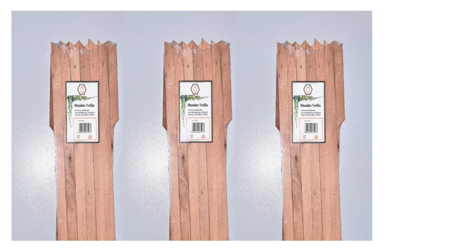 kanta 3 x Garden Trellis Expandable Wooden Plant Support 150cm x 60cm colour shades may vary.