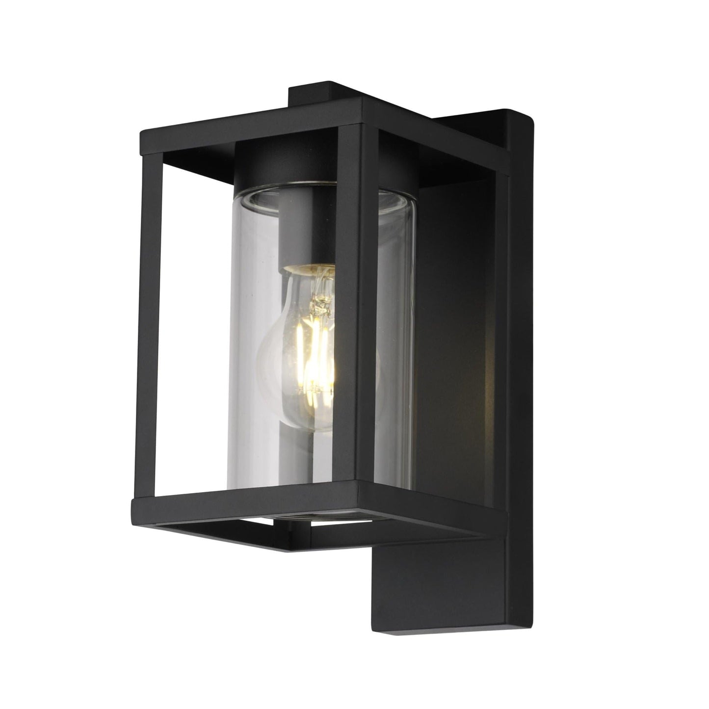 CGC Lighting Outdoor Outside Wall Light Black Security LED Modern, E27 Bulb, Mains Powered, Garden, Porch, Patio (Black)