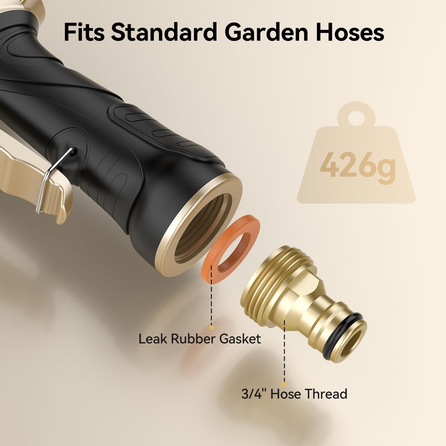 VOXON Hose Pipe Spray Gun, Heavy Metal Garden Hose Spray Gun with 9 Patterns, High Pressure Sprayer with Non-Slip Grip, for Plants Watering, Car Washing and Pet Showering