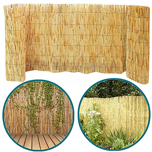 SASONS® Quality Garden Natural Peeled Reed Fence Screen Roll Panel Best for Outdoor Privacy, Fencing Screening Wooden Fence Walls Sun/Wind Protection [ 1 x 4 meter ]