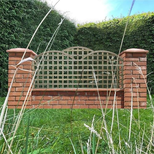 Premier Triple Dome Art Deco Cloud Top PRIVACY Trellis Panel Traditional Fence Topper Wall Plant Climbing Width.6ft (183cm) x Shoulder Height.2ft (60cm) & 85cm Top of Domes 70x70mm Square Holes