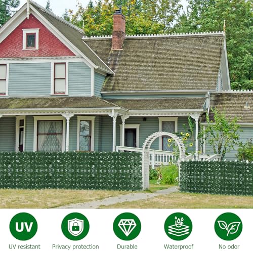Blueeour Garden Screening,1 * 3M Artificial Ivy Fence Screening, Artificial Hedge Screening,Balcony Privacy Screen, Fence Trellis with Leaves, Fence Ivy for Balcony Garden Decoration(1Pcs)