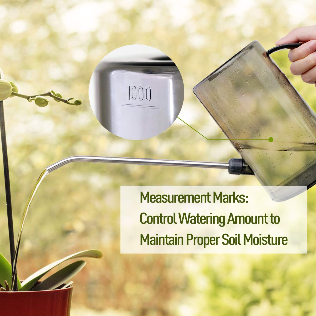 Jardineer Plant Watering Can Indoor - Watering Pot Long Spout with Spray Bottle and Automatic Watering Globes for Watering Indoor Outdoor Plants Flowers (1L Grey)