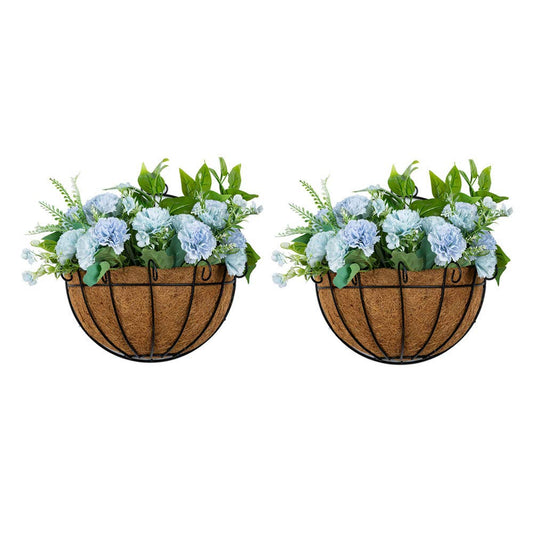 NUPTIO 2 Pcs Wall Planter Outdoor Hanging Wall Planters Wire Artificial Hanging Baskets for Plants Outdoor Hanging Pots for Plants with Hanging Basket Liner, Flower Pot Hanger Hanging Basket Holder