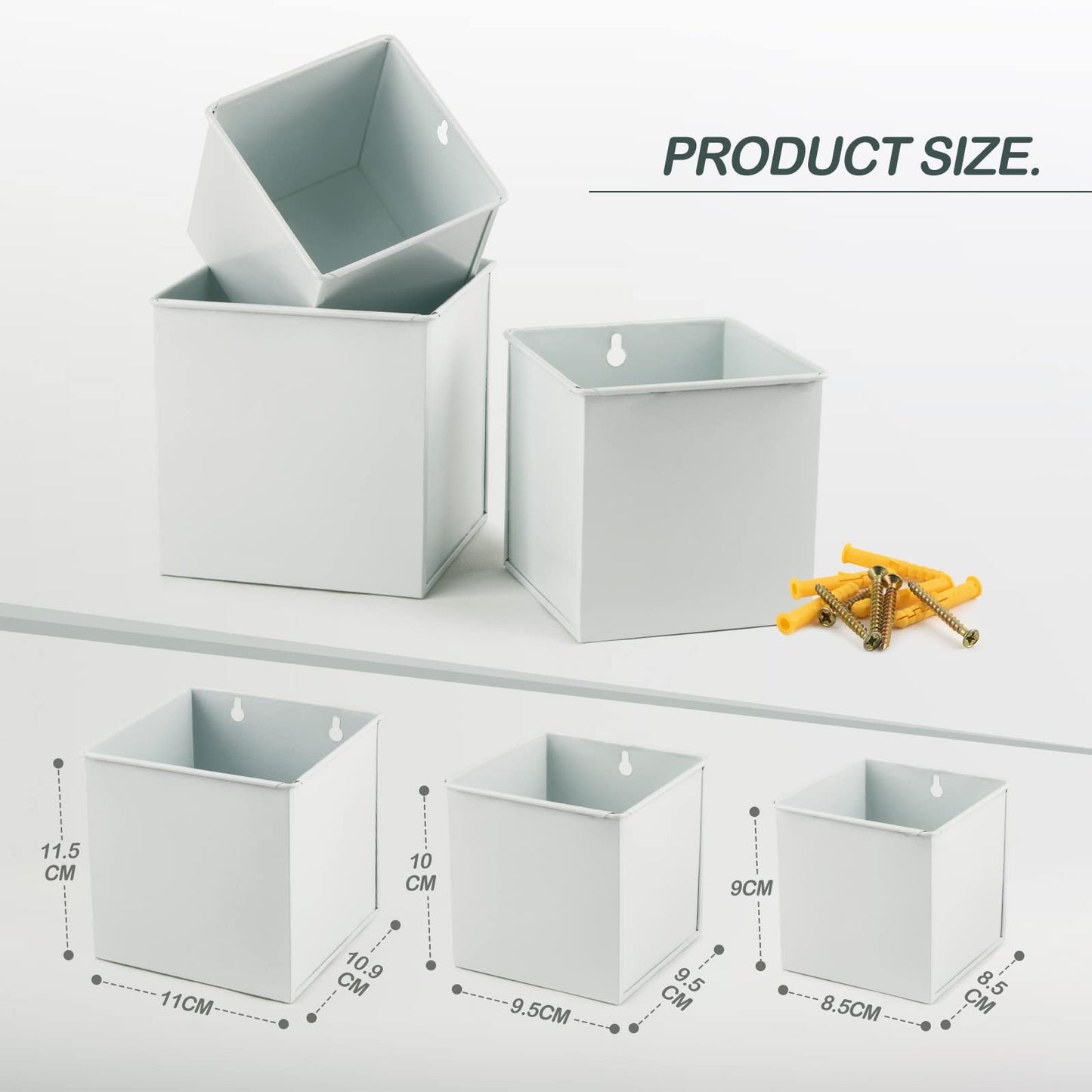 BOFUNX 3Pcs Wall Mounted Flower Pots, 3 Sizes Metal Wall Planter Hanging Flower Pots Wall Plant Container for Home Wall Decoration