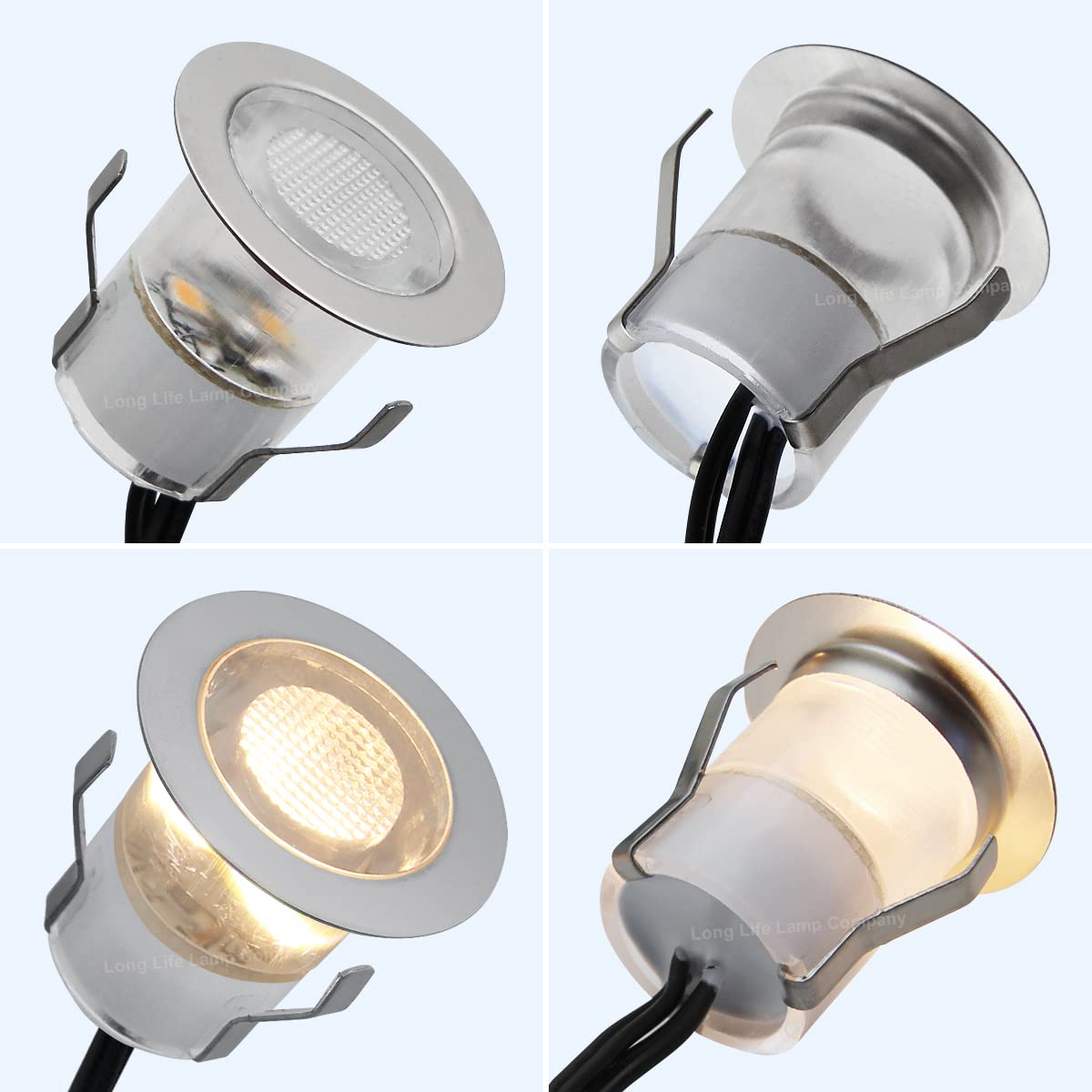 Long Life Lamp Company IP68 Outdoor LED Decking Lights 30mm Round Warm White 3000k 10 Kit DEC10WW