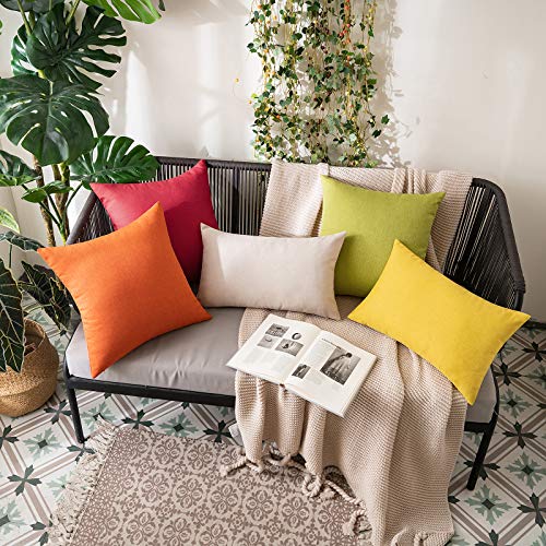 MIULEE Waterproof Outdoor Cushion Covers 16x16 Inches Set of 2 Water Resistant Decorative Throw Pillow Covers Outside for Garden Furniture Patio Couch Sofa Bed Linen Balcony, 40x40cm Orange