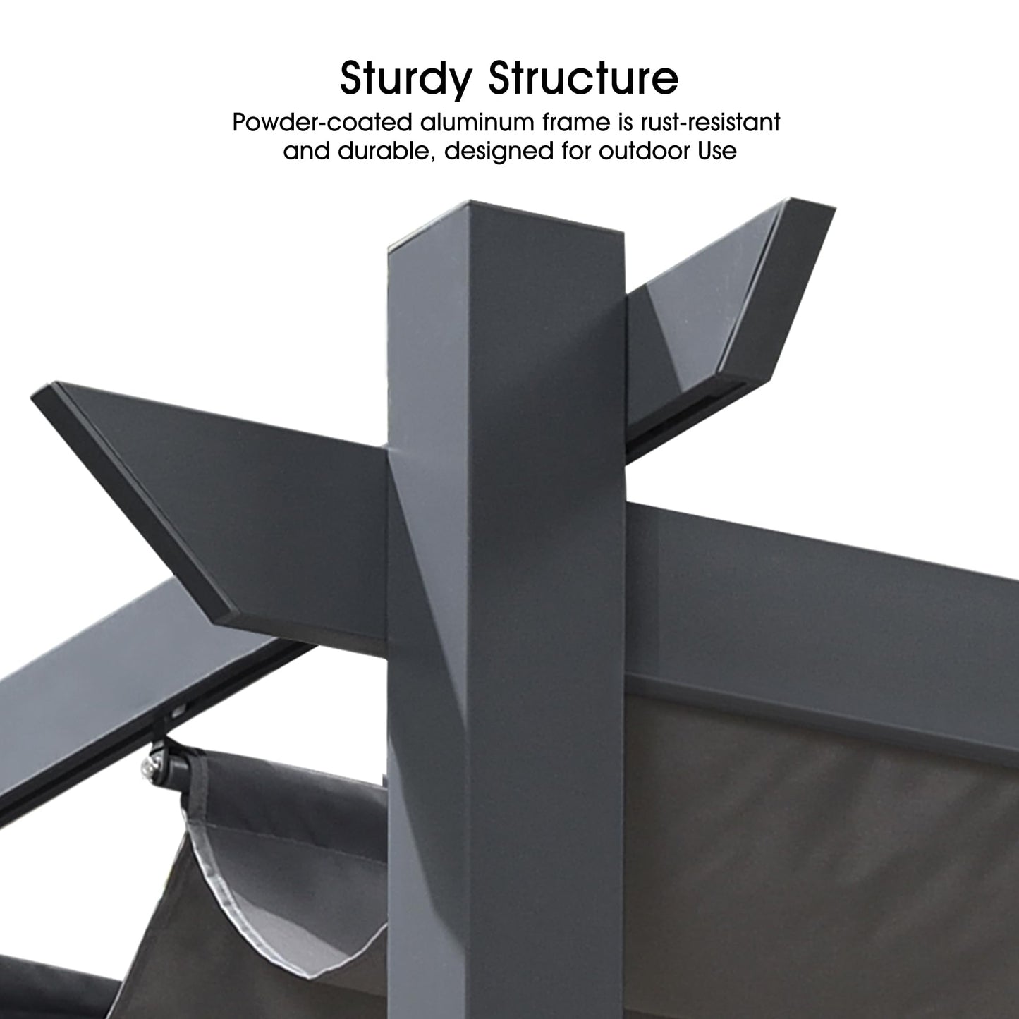 PURPLE LEAF 3 X 4 M Metal Pergola with Retractable Roof, Charcoal Grey Frame, Large Garden Pergola for BBQ, Outdoor and Patio, Grey