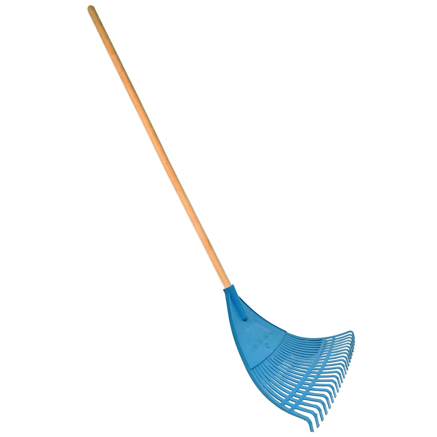 Garden Rake, 20-Tin Durable Plastic Rake for Gardening, 45 cm / 17.71" Wide, Lightweight with a Wooden Handle, Ideal Lawn Rake for Gardeners to Clean Up Loose Debris, Dead Leaves, Grass Cuttings, Moss