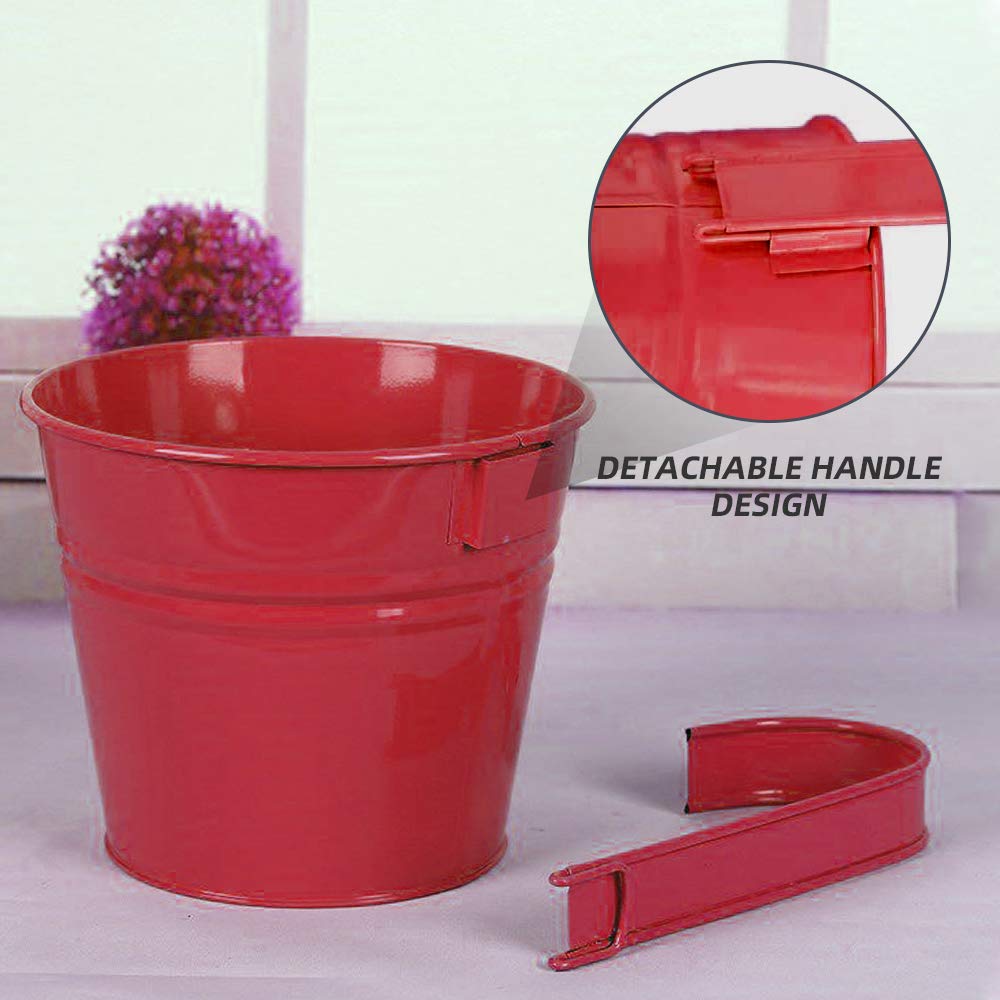 Trongle 10 PACKS Metal Iron Flower Pot With Detachable Handle, Small Garden Plant Pot Vase Hanging Garden Planter Holders Indoor and Outdoor Home Decor